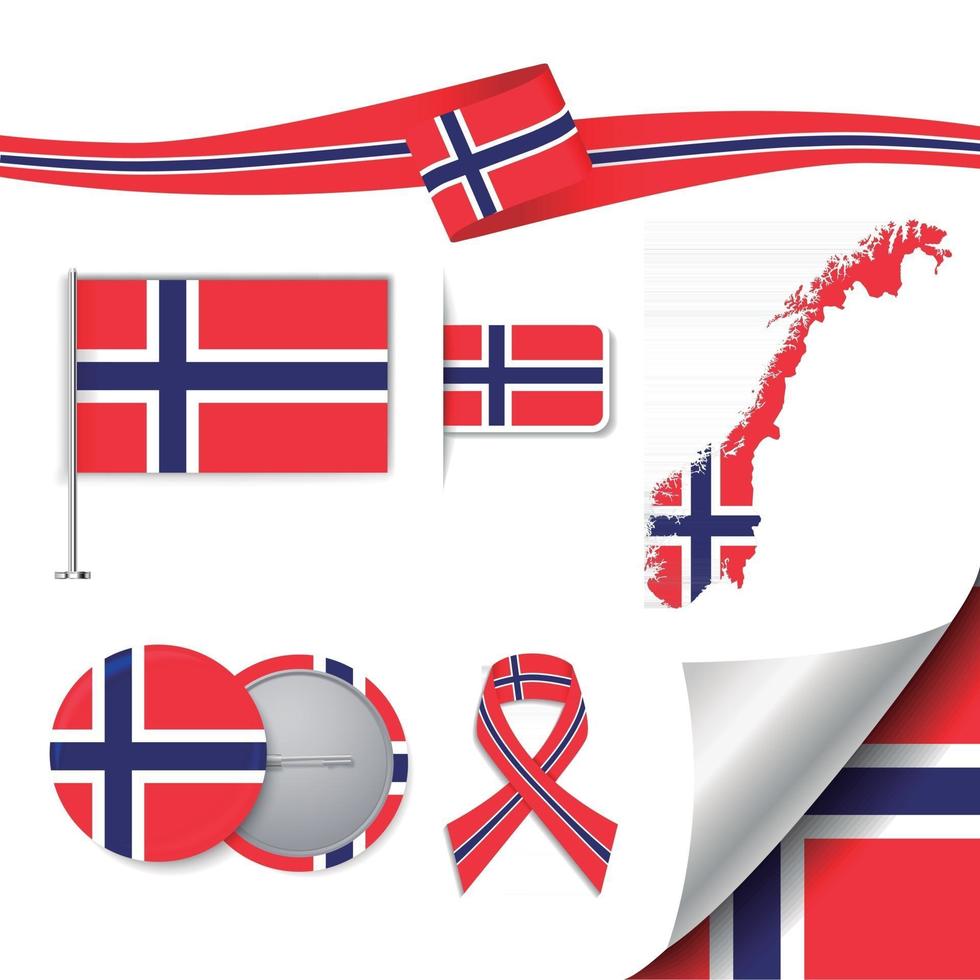 bandera de noruega con elementos vector