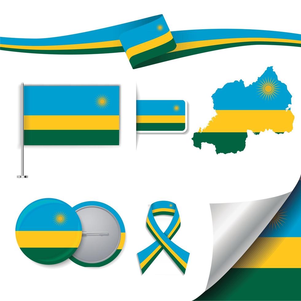 Rwanda flag with elements vector