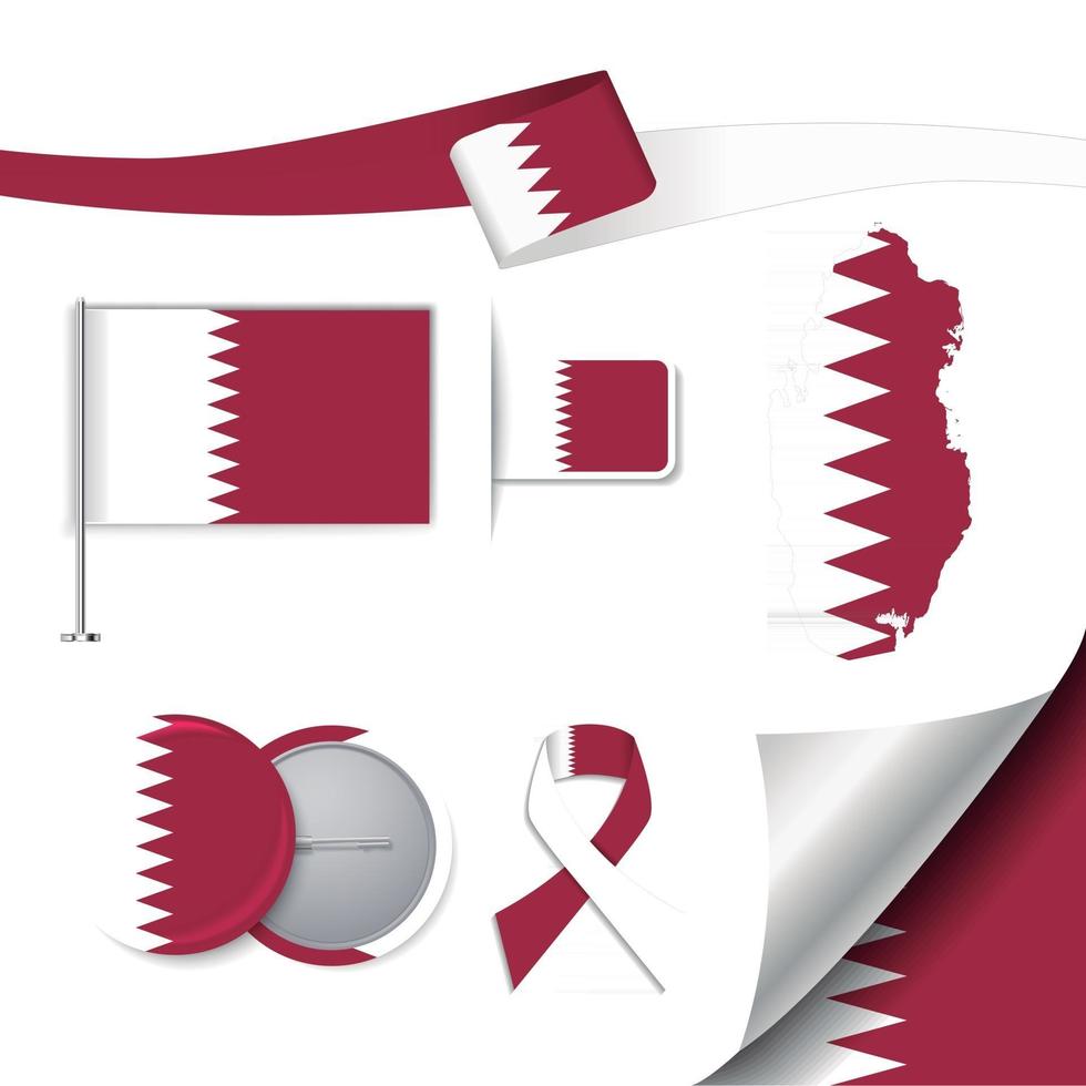 bandera de qatar con elementos vector