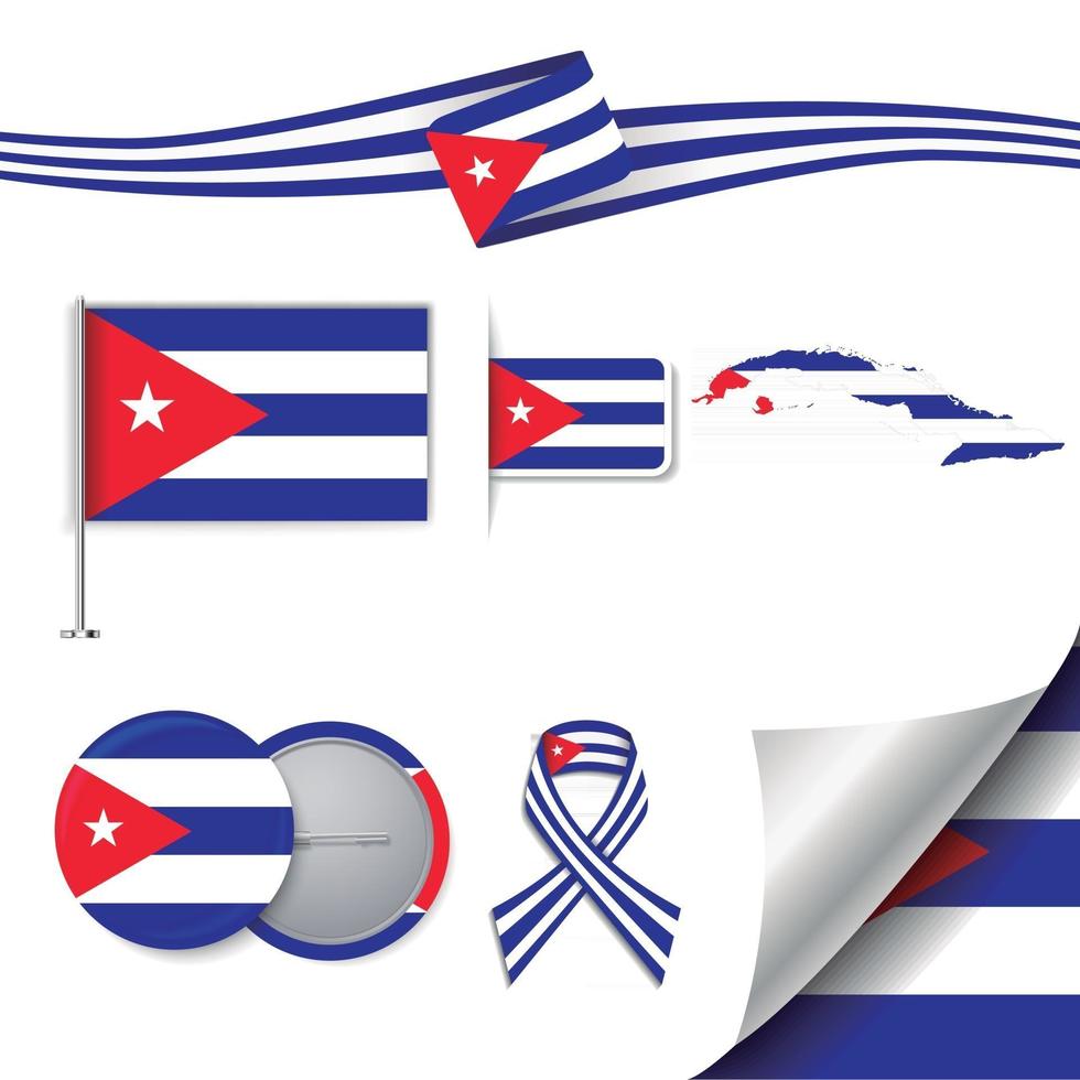 Cuba flag with elements vector