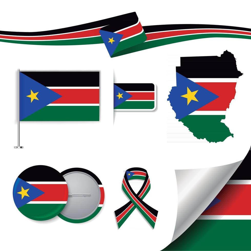 South Sudan flag with elements vector