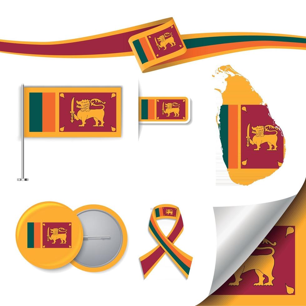 bandera de sri lanka con elementos vector