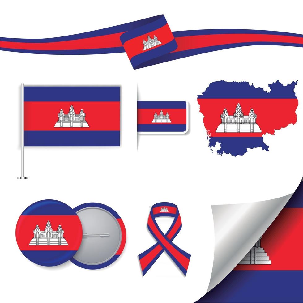 Cambodia flag with elements vector