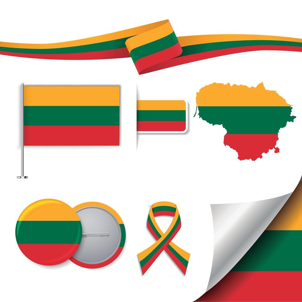 Lithuania flag with elements vector