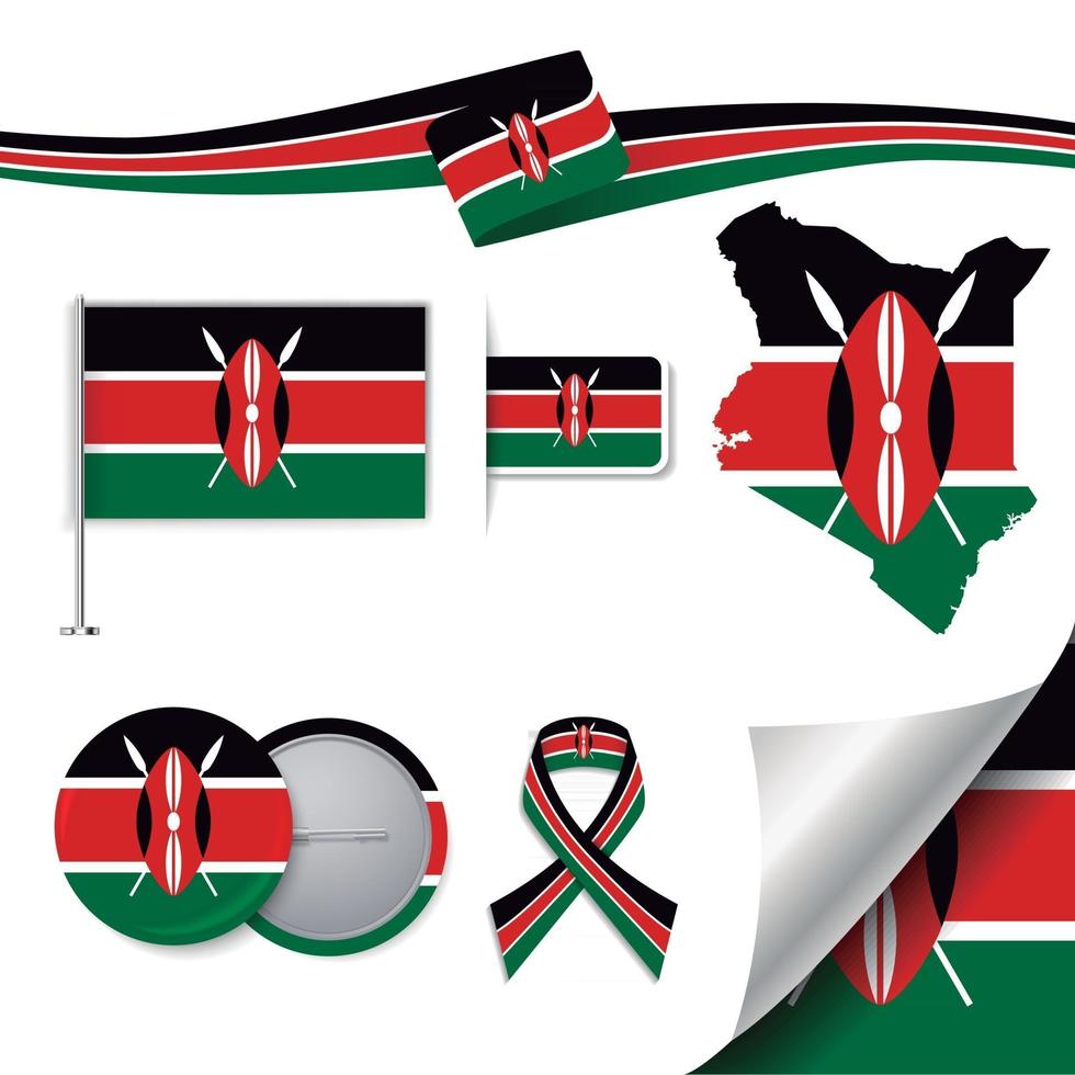 bandera de kenia con elementos vector