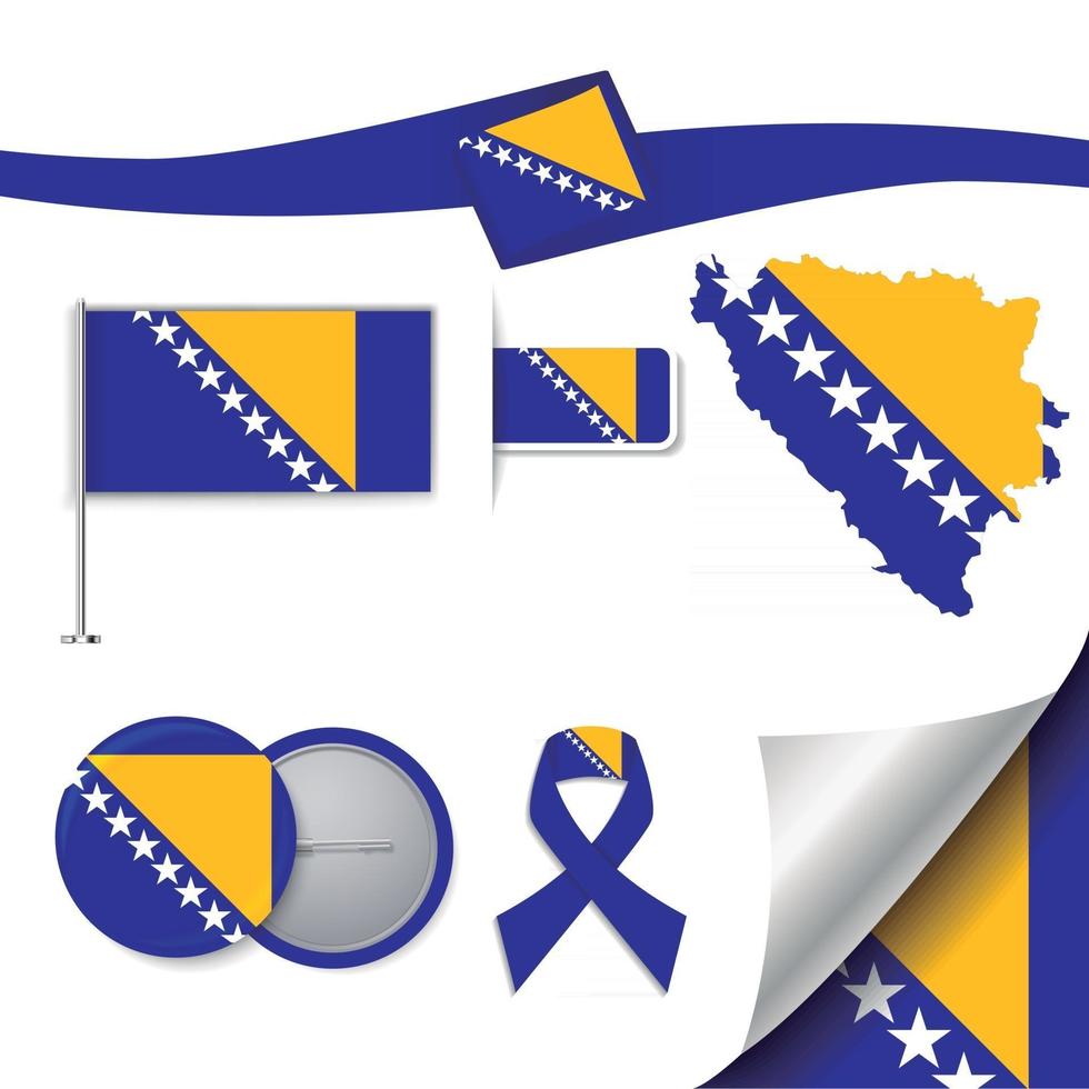 bandera de bosnia y herzegovina con elementos vector