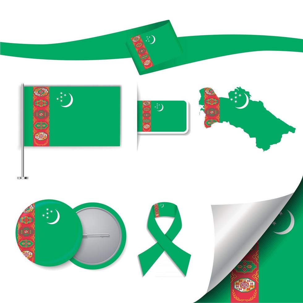 bandera de turkmenistán con elementos vector