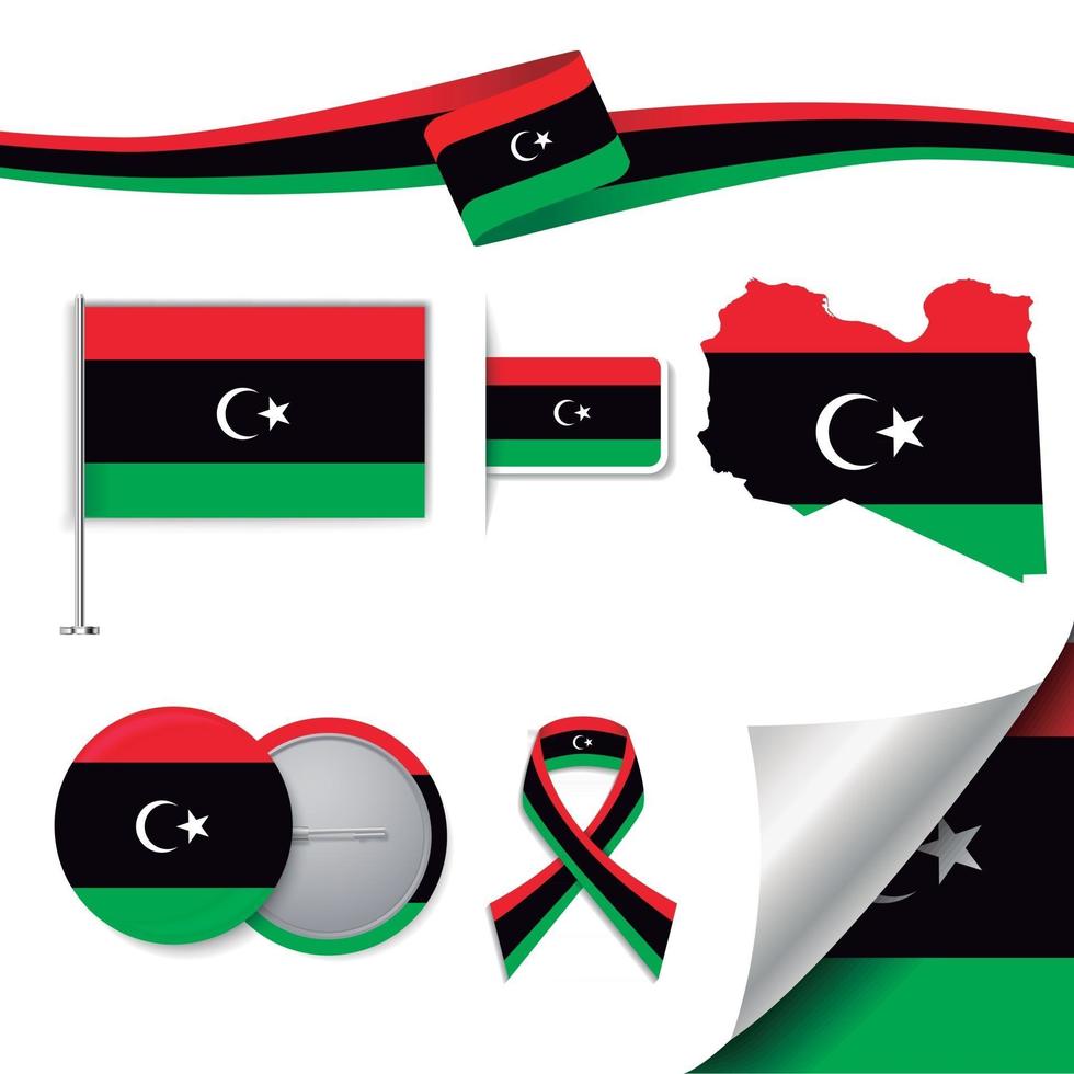 Libya flag with elements vector