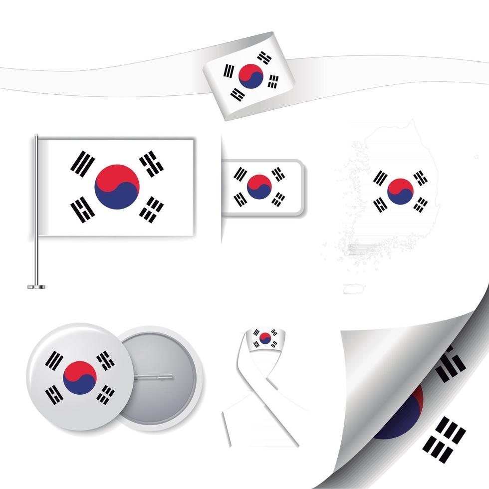 South Korea flag with elements vector