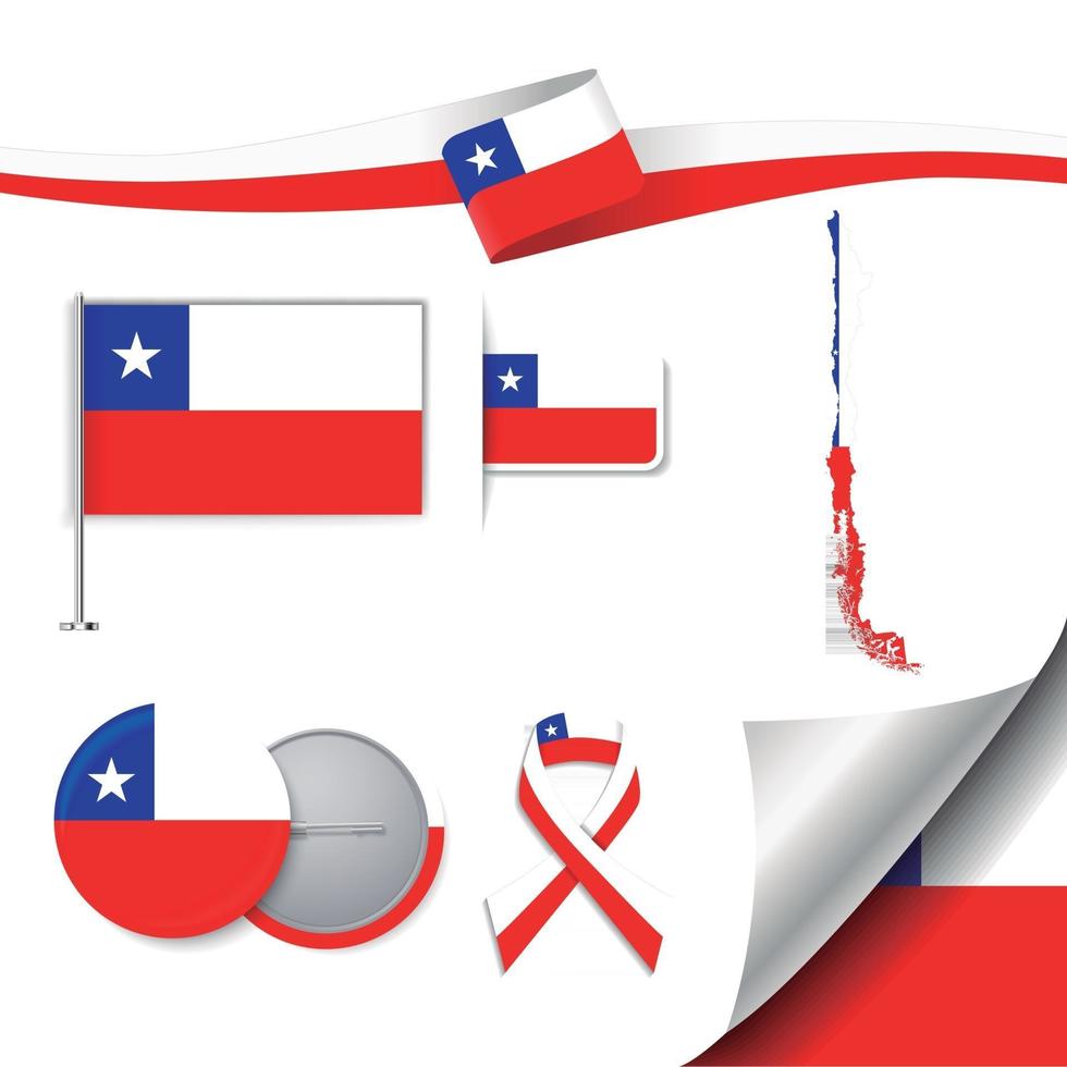 Chile flag with elements vector