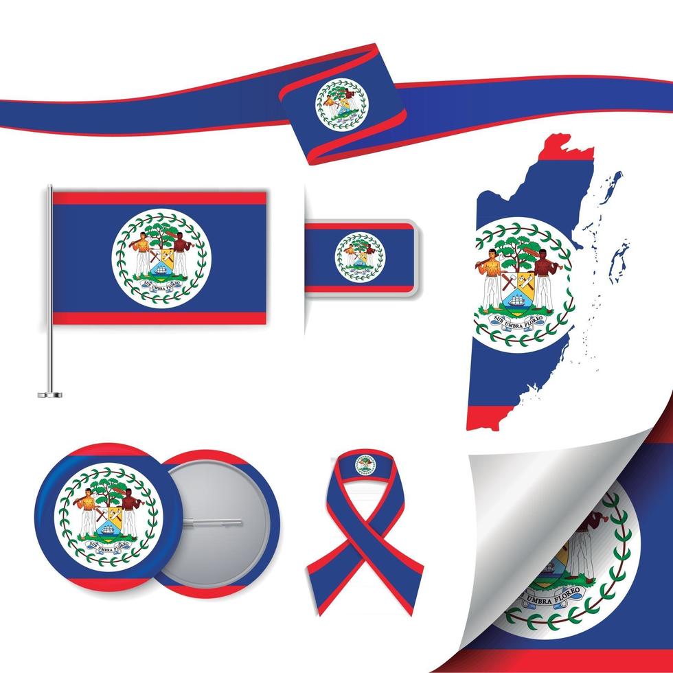 bandera de belice con elementos vector