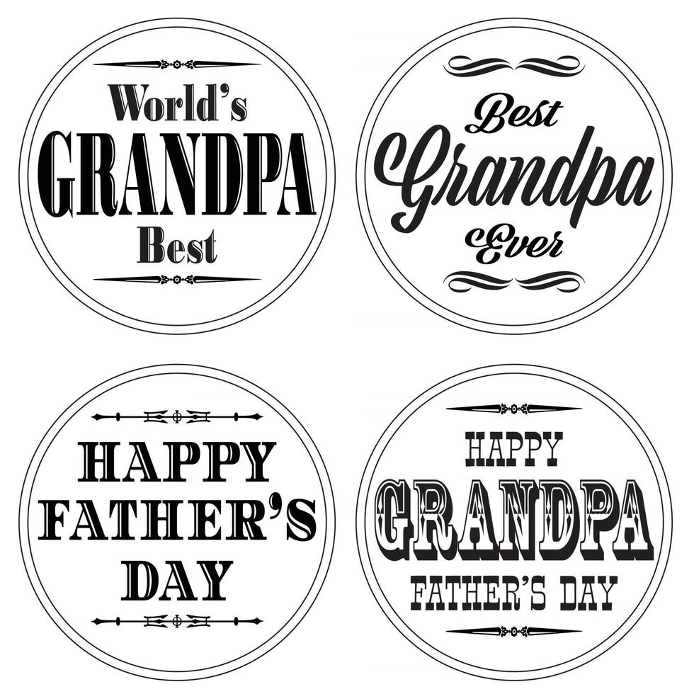 grandpa fathers day graphics on white circles vector