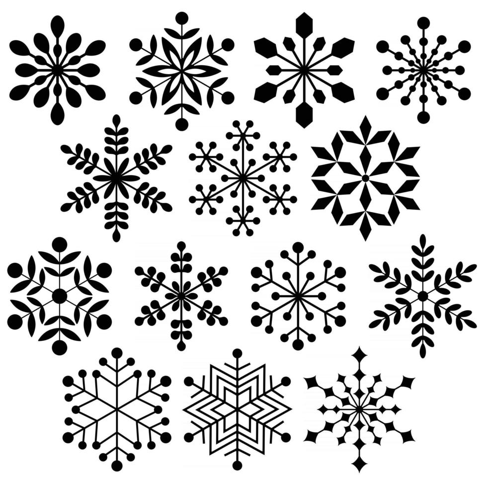 black silhouette snowflake shapes vector