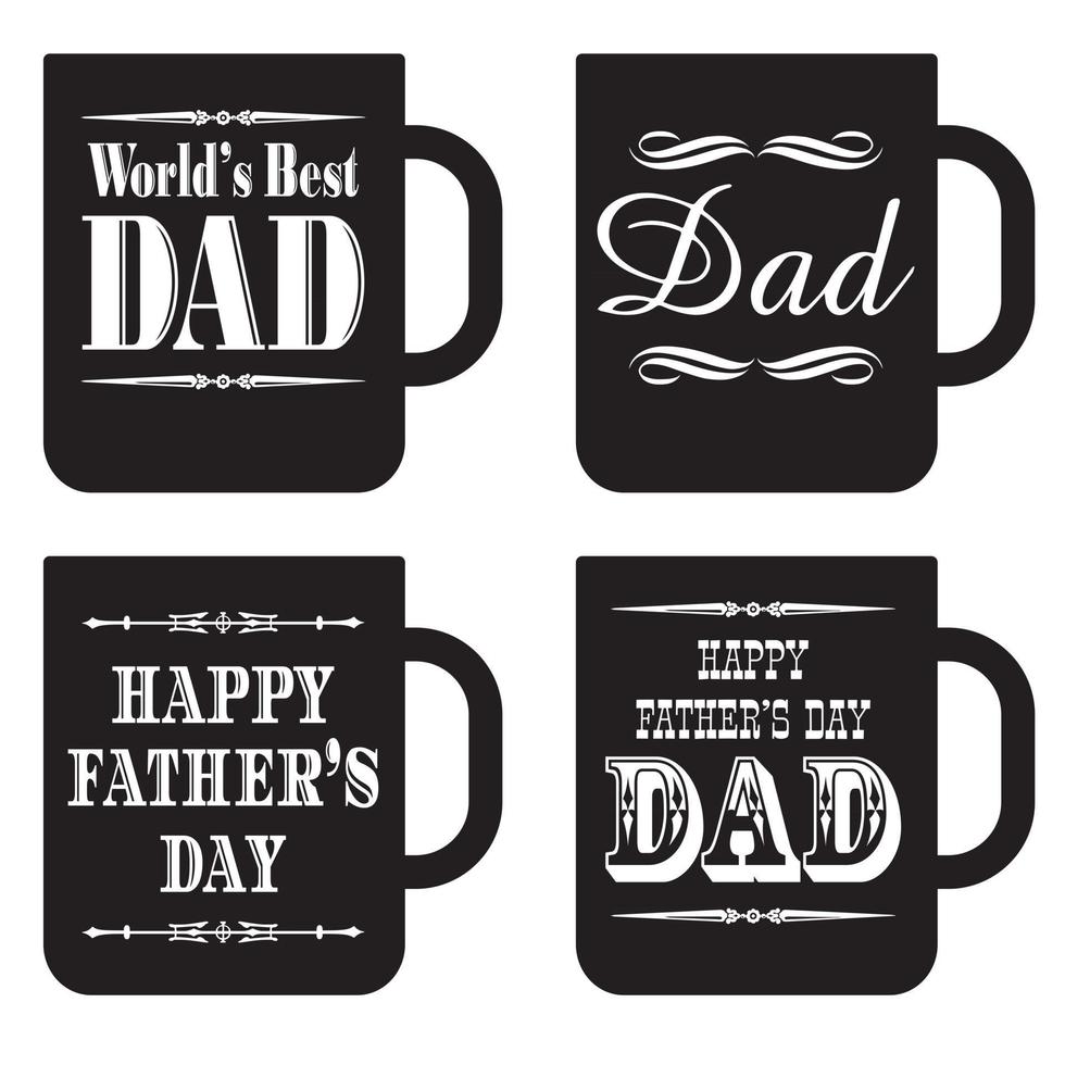 feliz día del padre taza de café gráficos en blanco y negro vector