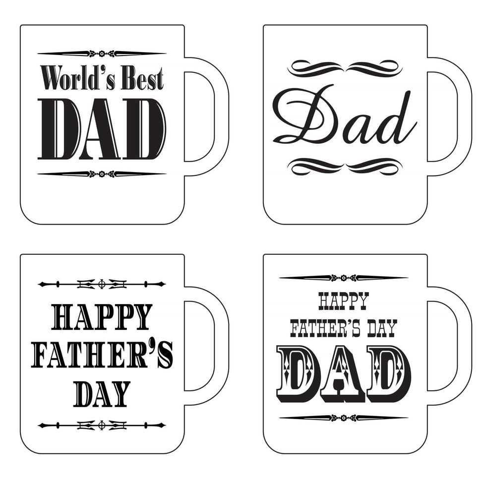 happy father's day coffee mug graphics black and white vector