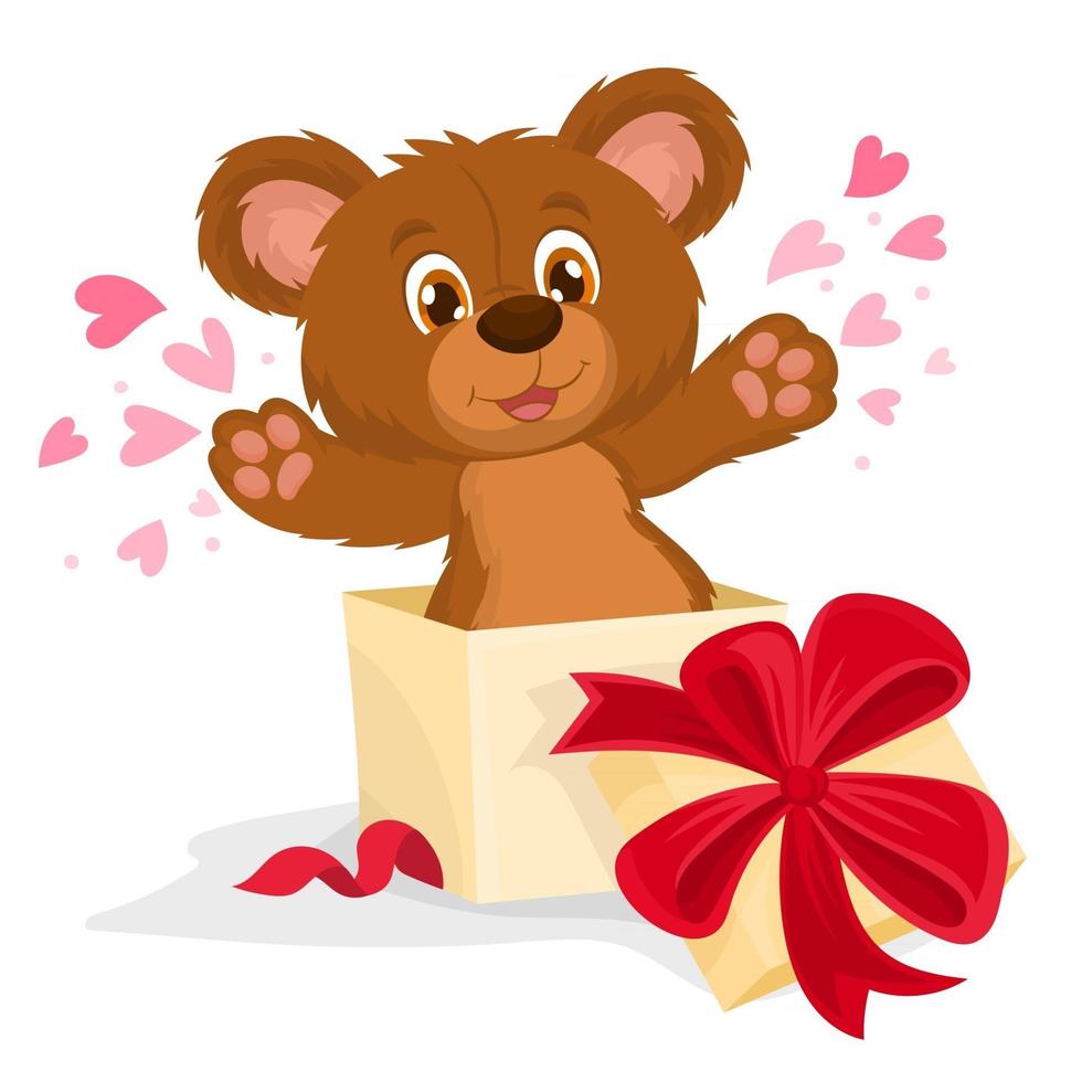 Cute Teddy Bear in love Valentines or Mothers day postcard vector