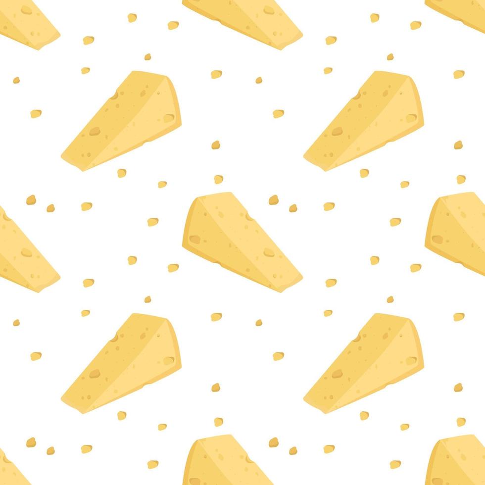 Seamless pattern with cheese and pieces on a white background. Dairy farm product. Cute print for textiles, paper and other designs. A source of vitamins and healthy food vector