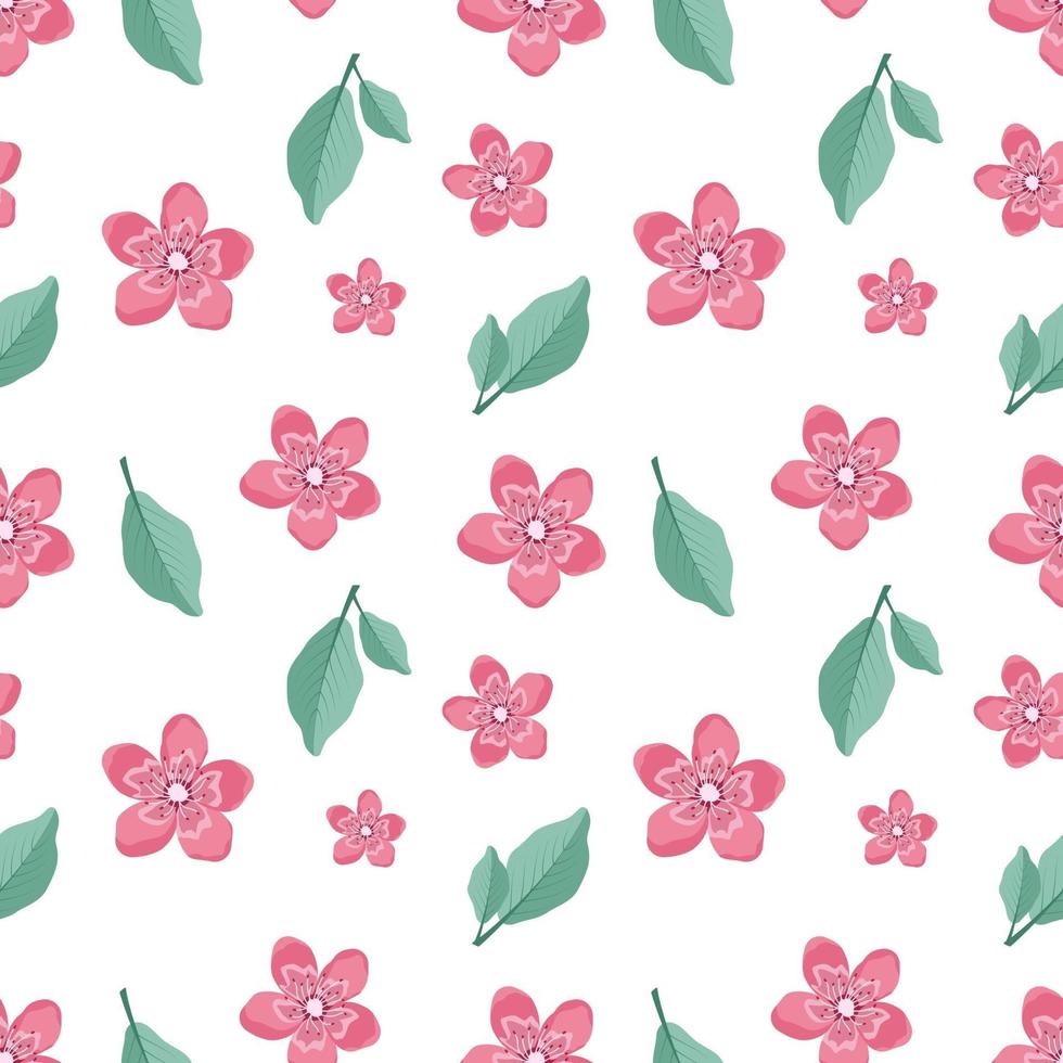 lindo patrón sin costuras con estilo con flores de sakura y ramitas. La impresión de primavera es adecuada para textiles, papel de regalo, diseños. vector