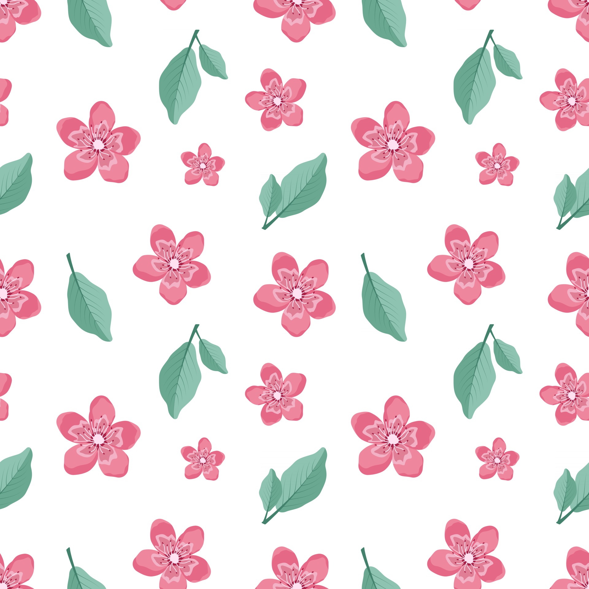 Cute stylish seamless pattern with sakura flowers and twigs. Spring