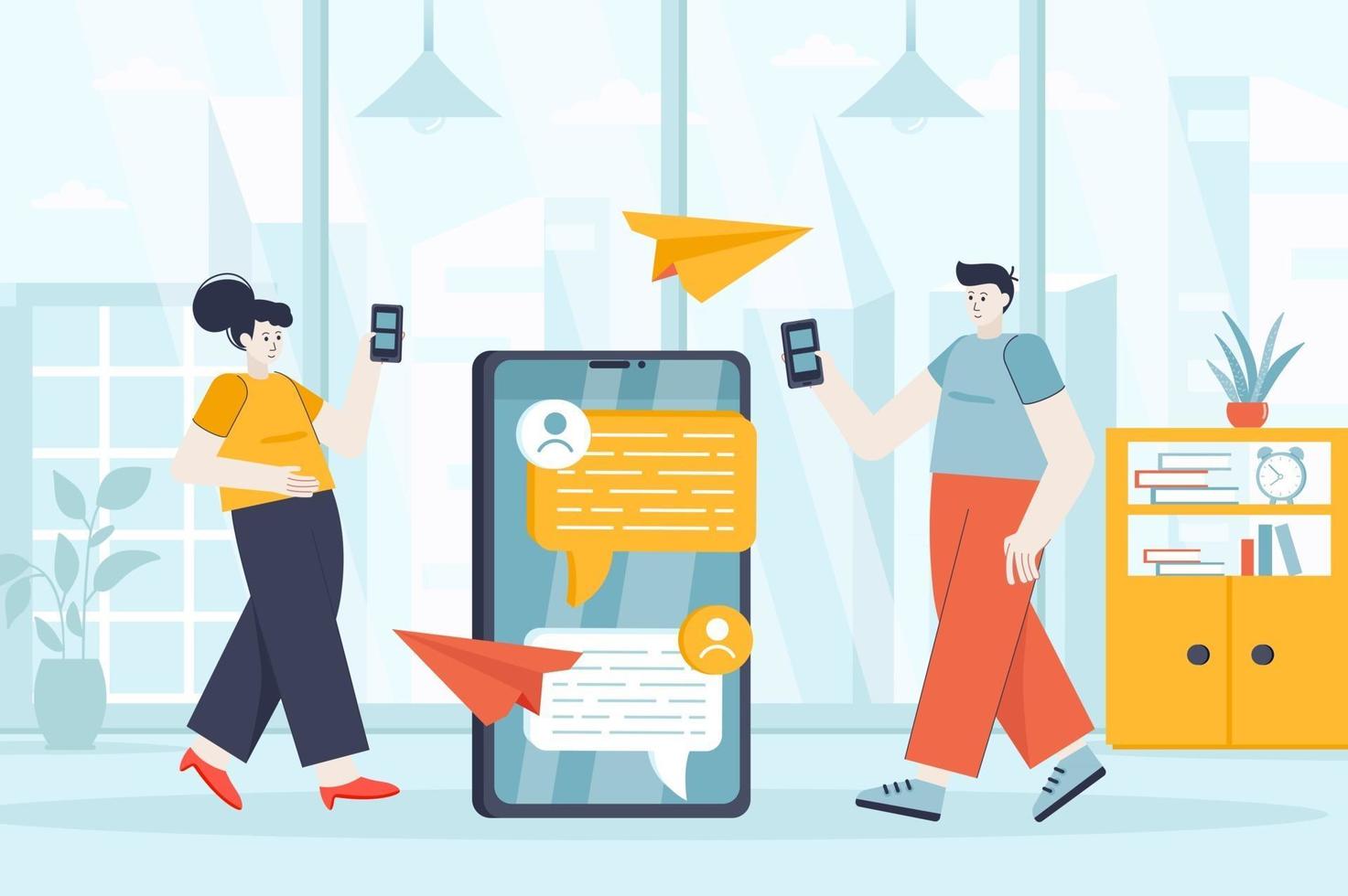 Messaging service concept in flat design vector illustration