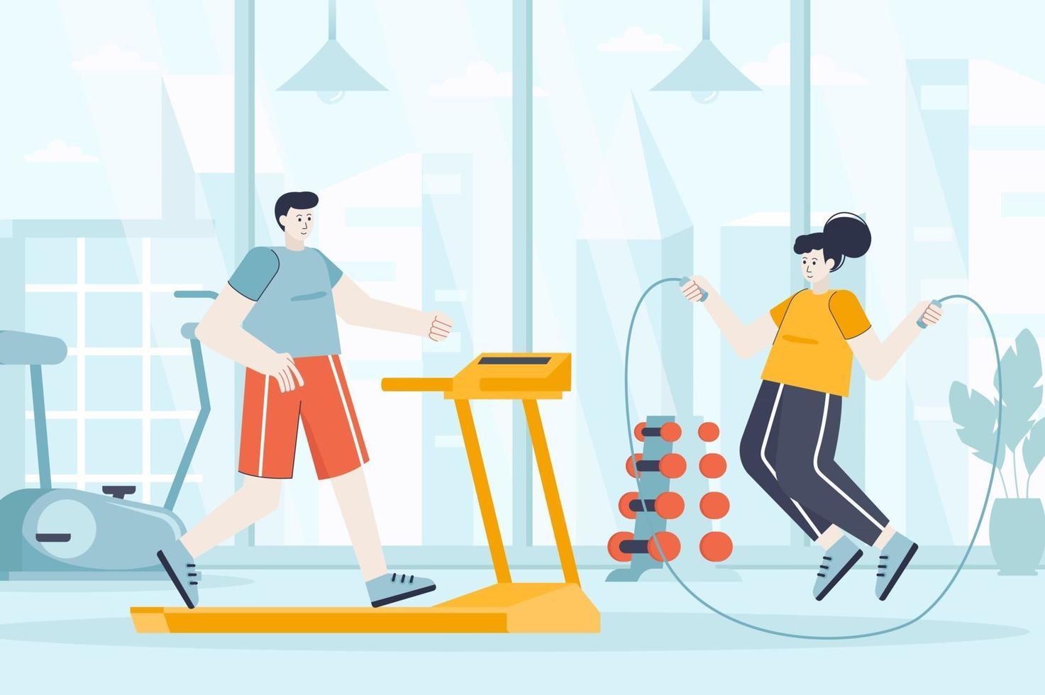 concepto de fitness en la ilustración de vector de diseño plano