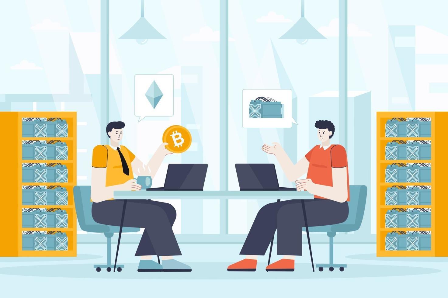 Cryptocurrency concept in flat design vector illustration