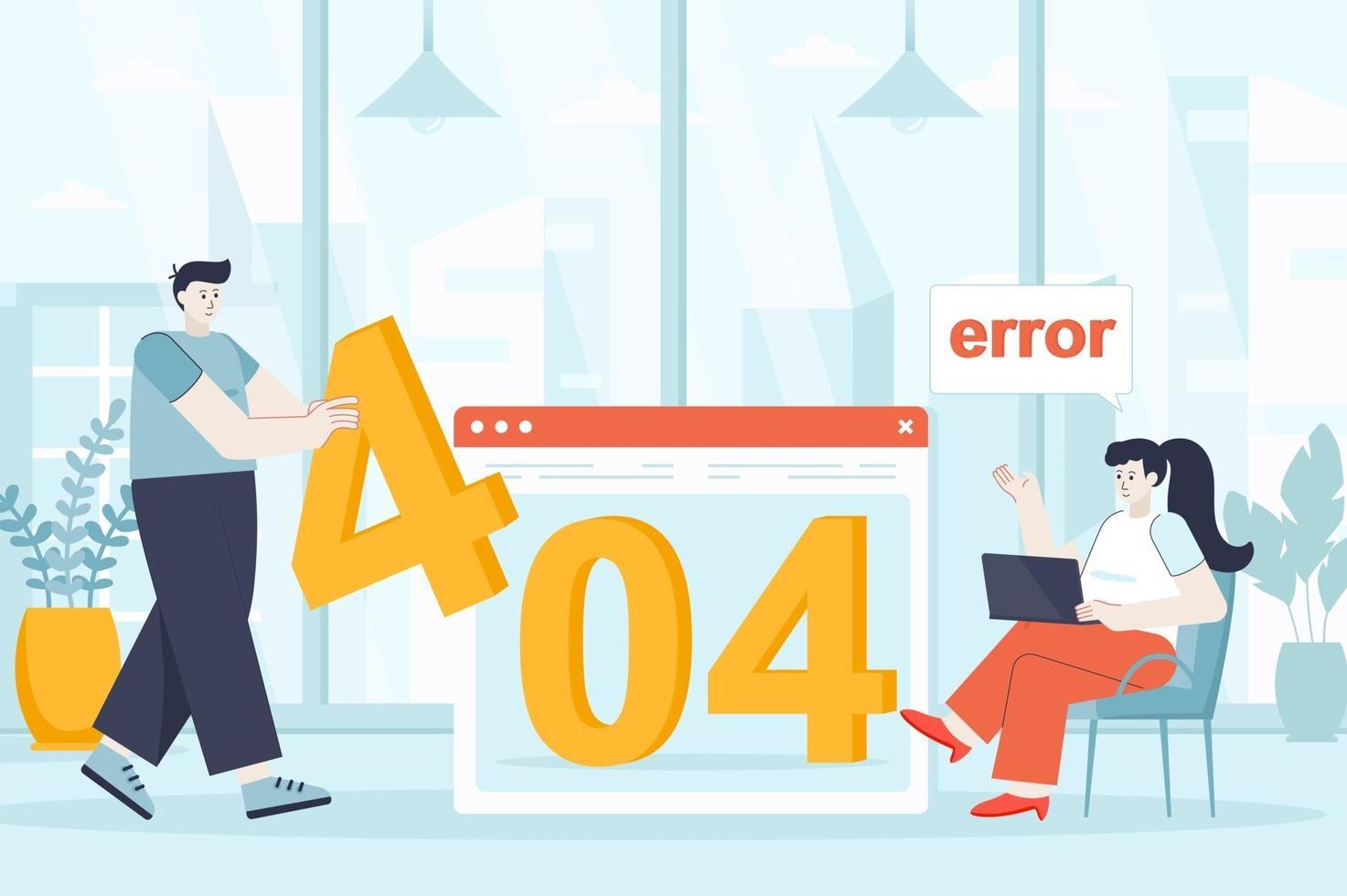 Concepto de error de página 404 en la ilustración de vector de diseño plano