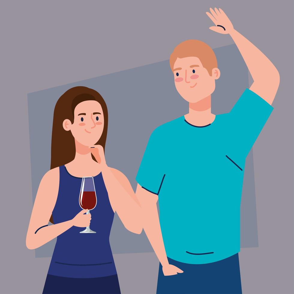 happy couple, healthy lifestyle, celebrating holiday party vector