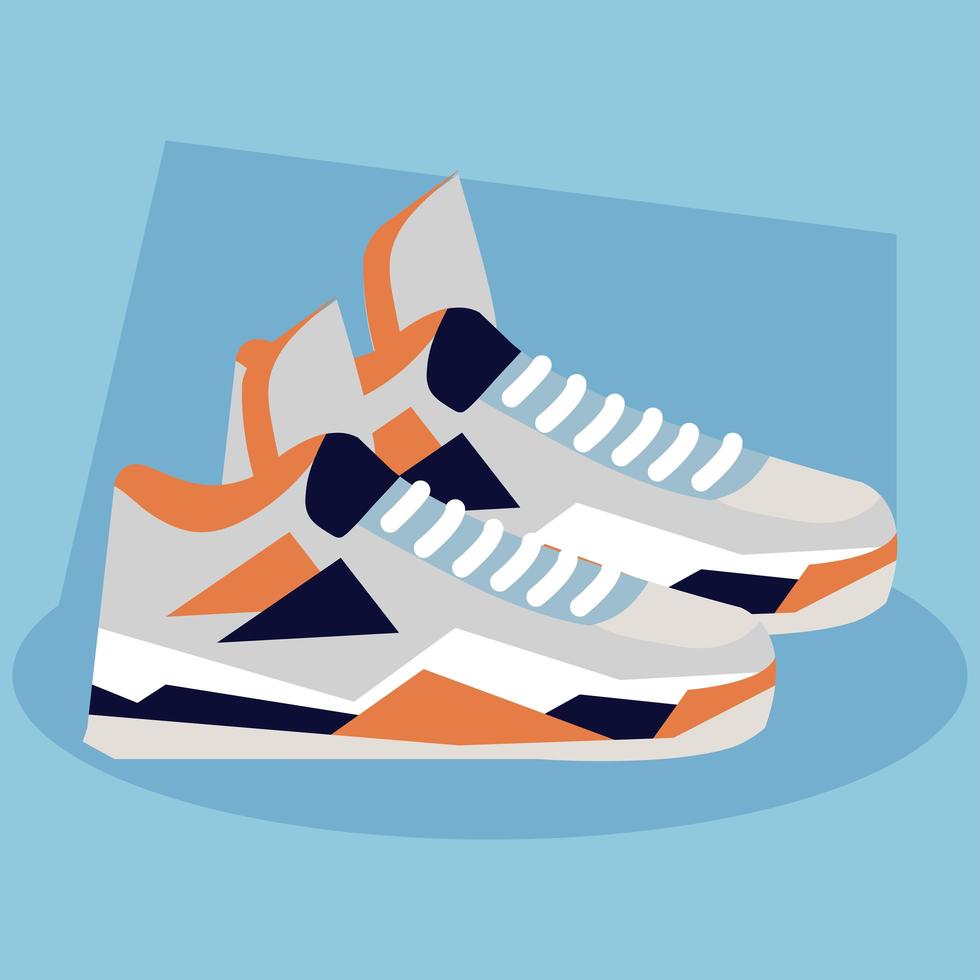 Zapatilla de deporte, zapatos de baloncesto sobre fondo azul. vector