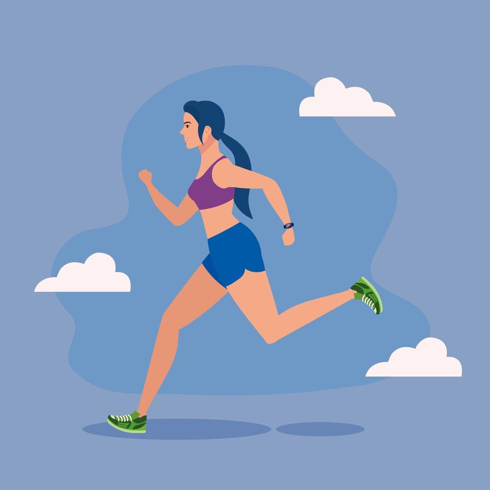 woman running, woman in sportswear jogging, female athlete, sporty person vector