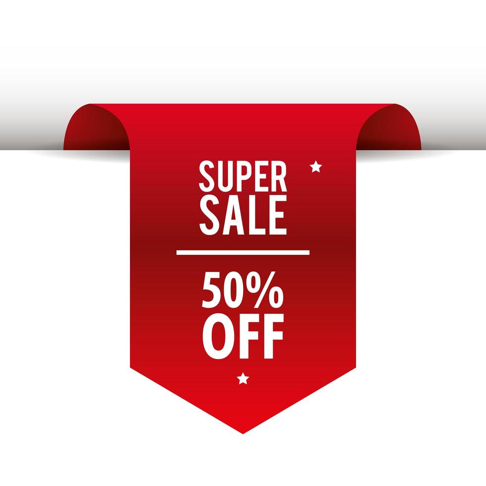 price tag, red ribbon banner, sale promotion, special offers vector