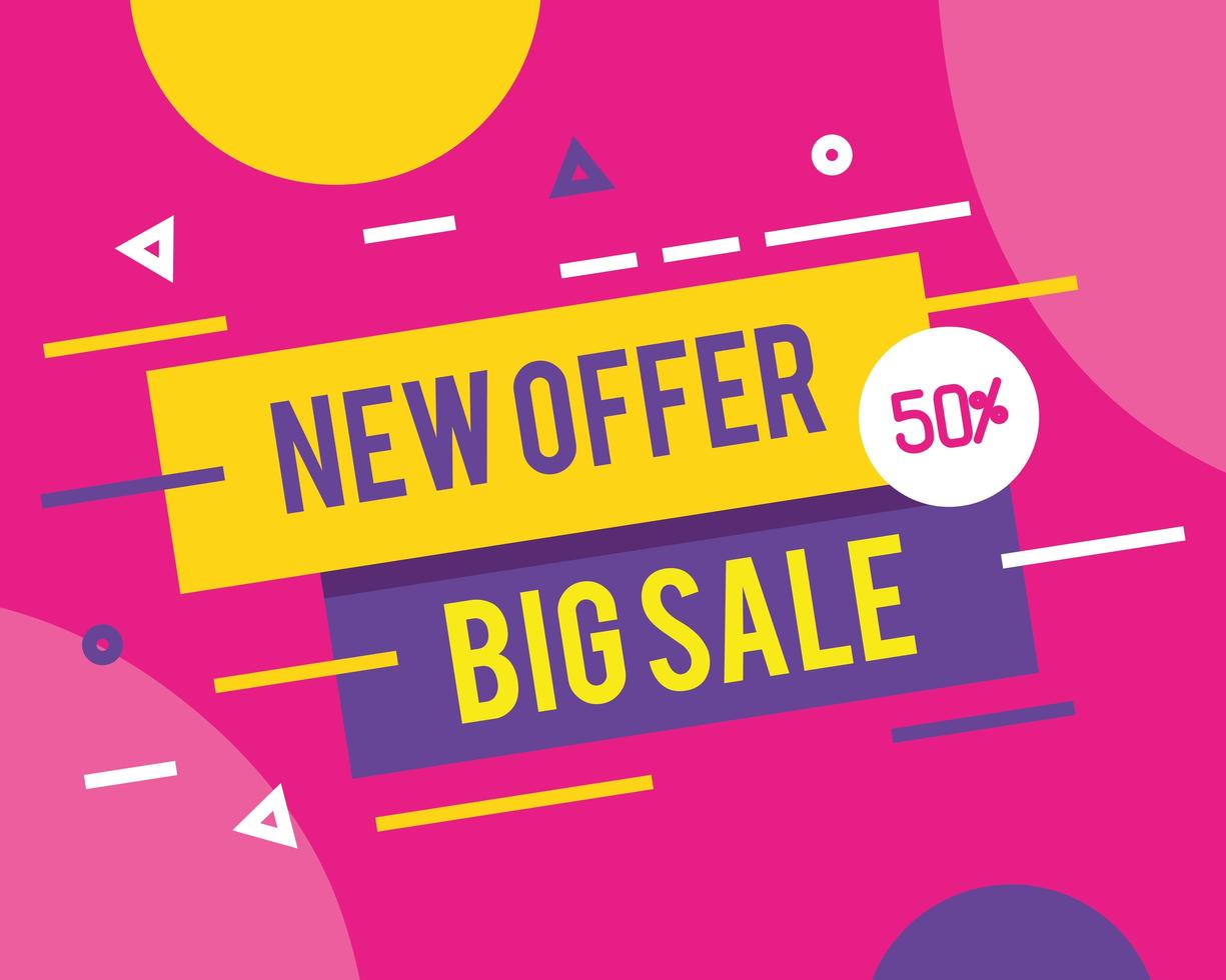 sale banner template, new offer, big sale, fifty percent discount, special offer banner, sale banner template concept vector