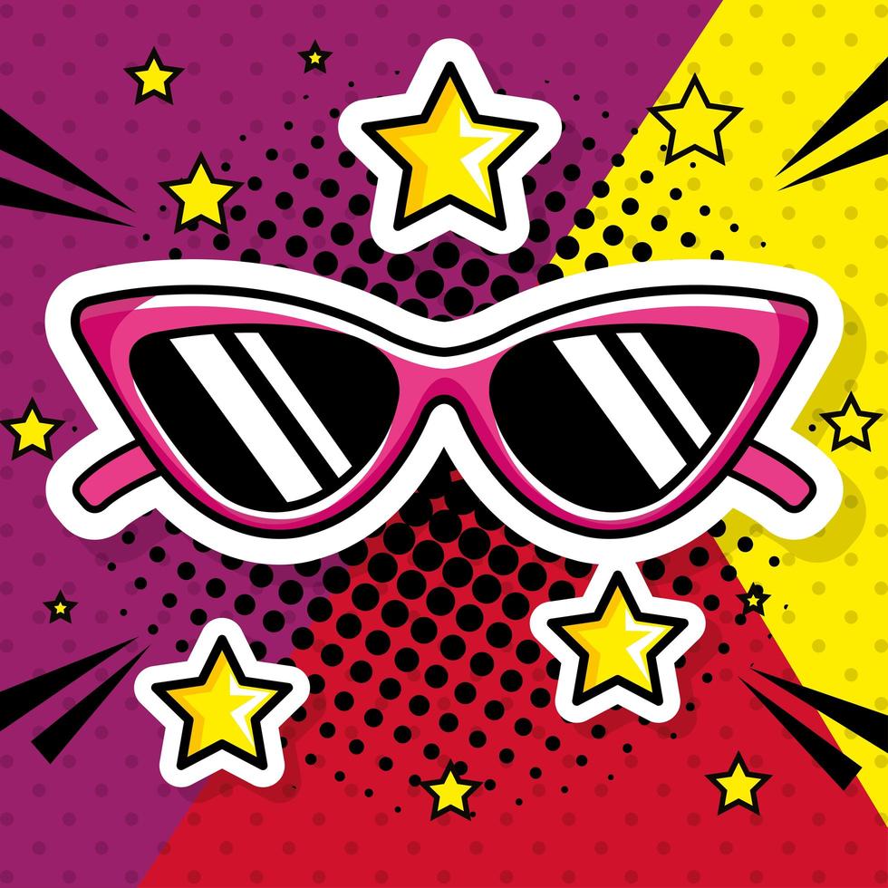 icono de estilo pop art de gafas de sol vector