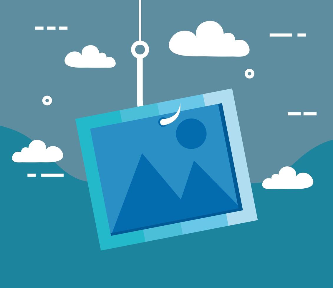 data phishing hacking online scam concept, with file photo hook vector