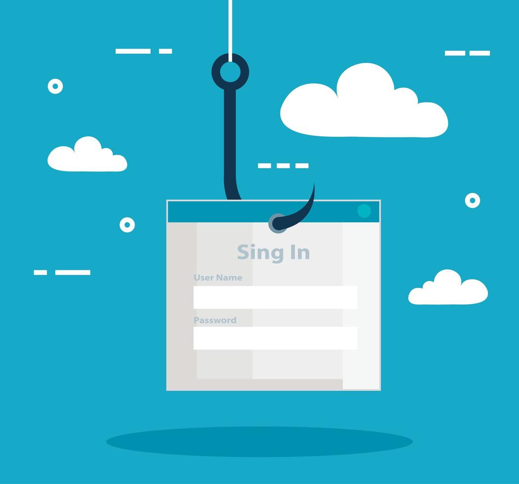 data phishing hacking online scam concept, with password hook vector