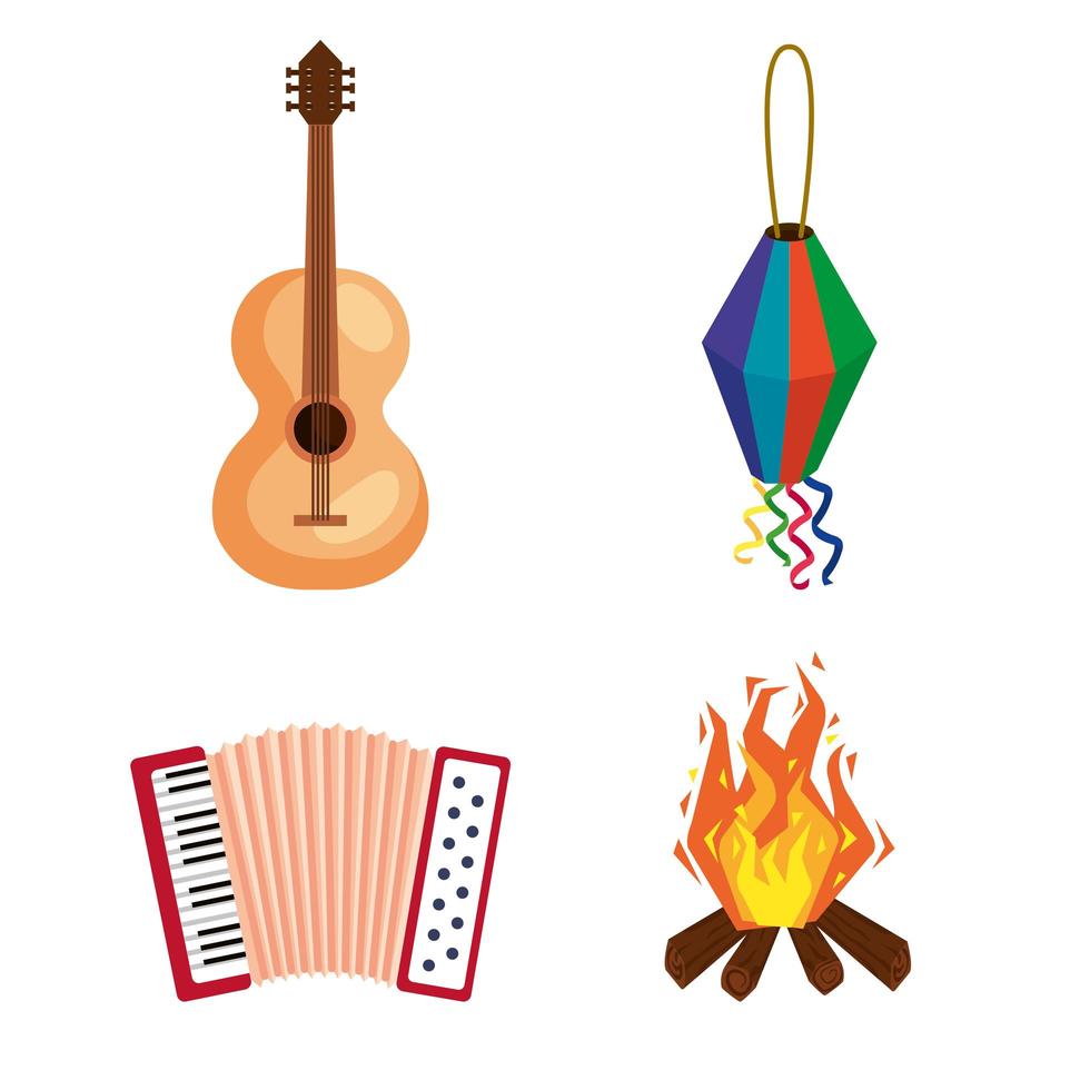 bundle of festa junina set icons vector