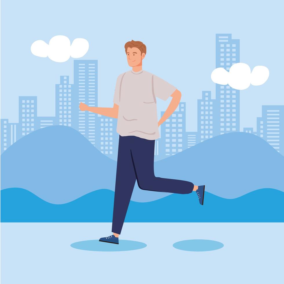 young man running avatar characters vector