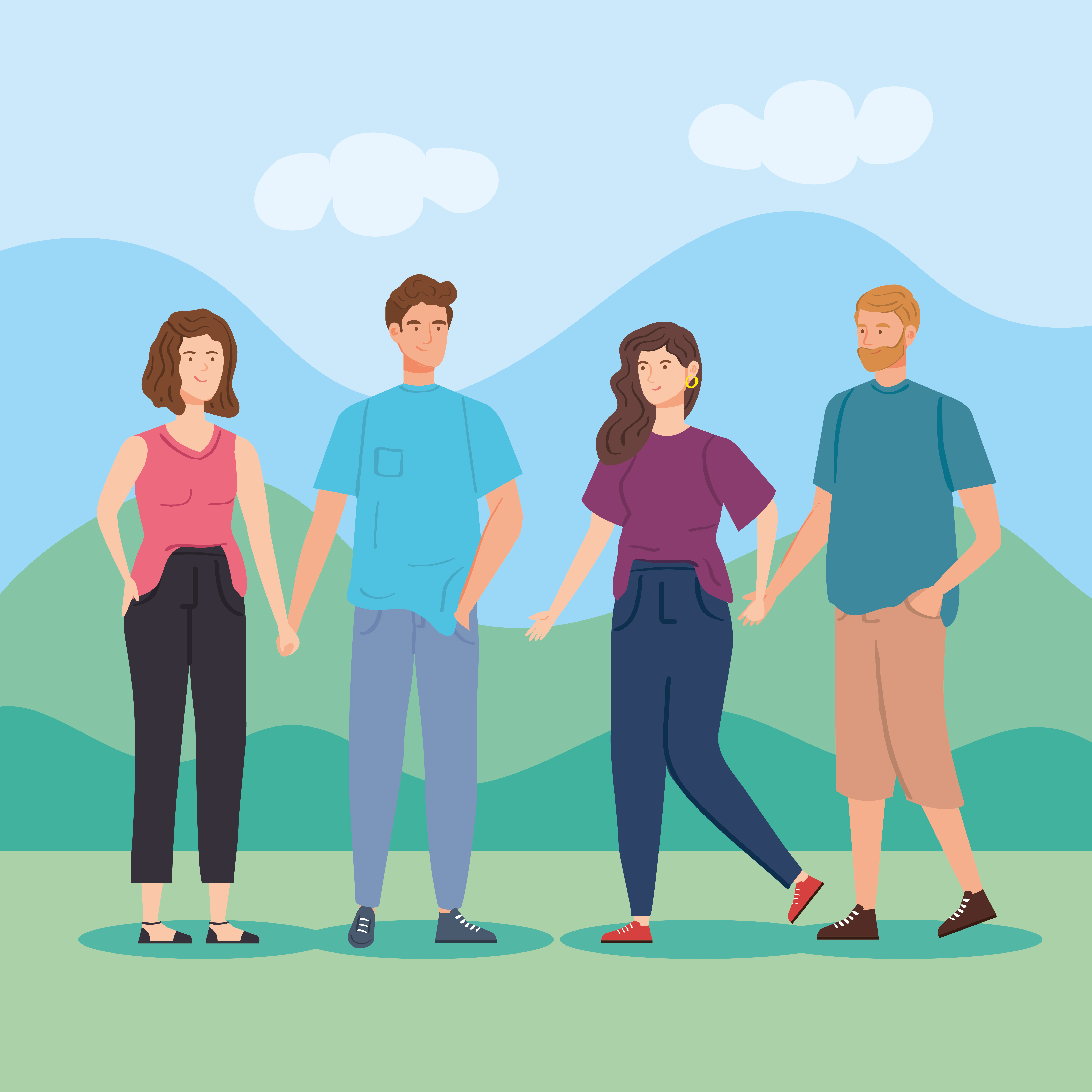 group people in landscape nature 2613529 Vector Art at Vecteezy