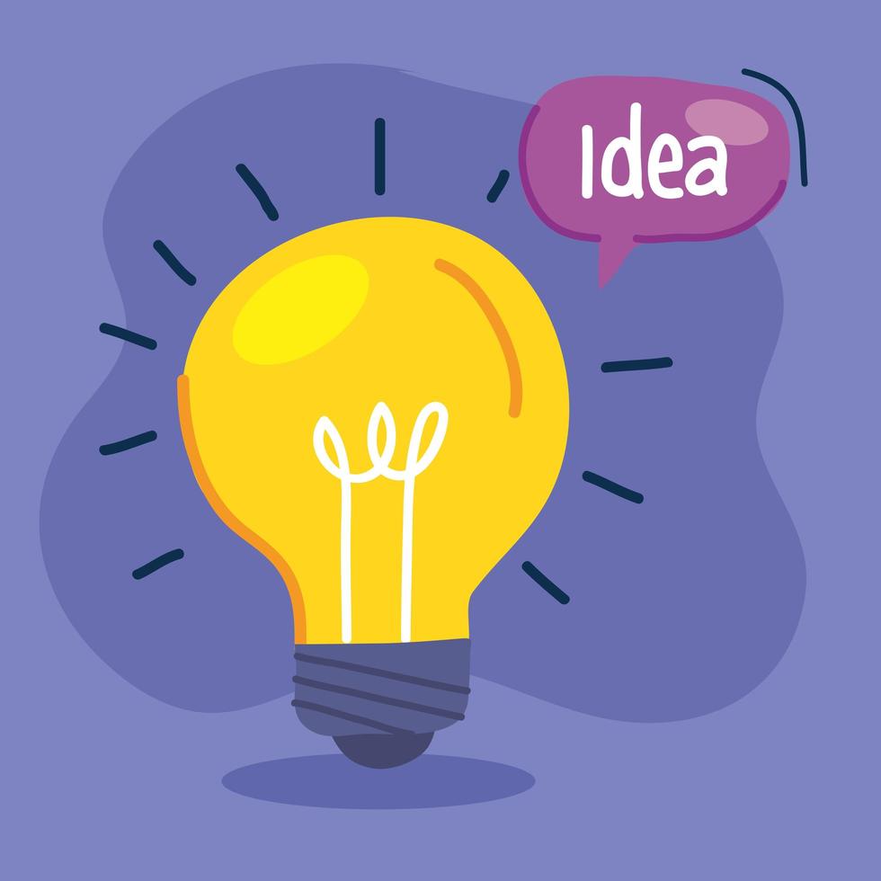 light bulb idea creative in purple background vector