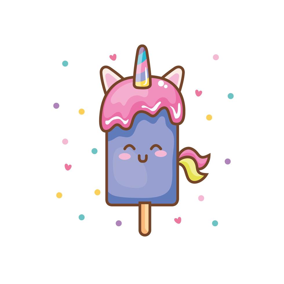 cute and delicious unicorn ice cream kawaii style vector