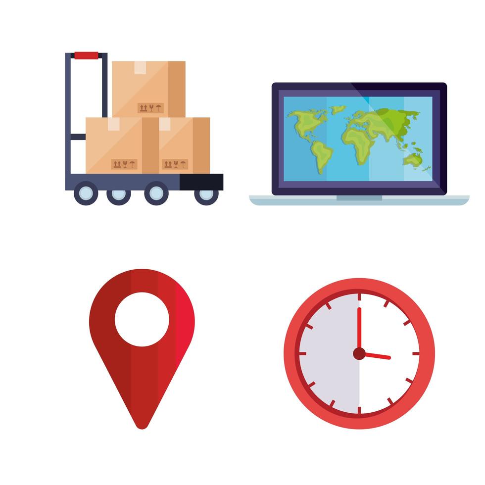 set of delivery logistic service icons vector