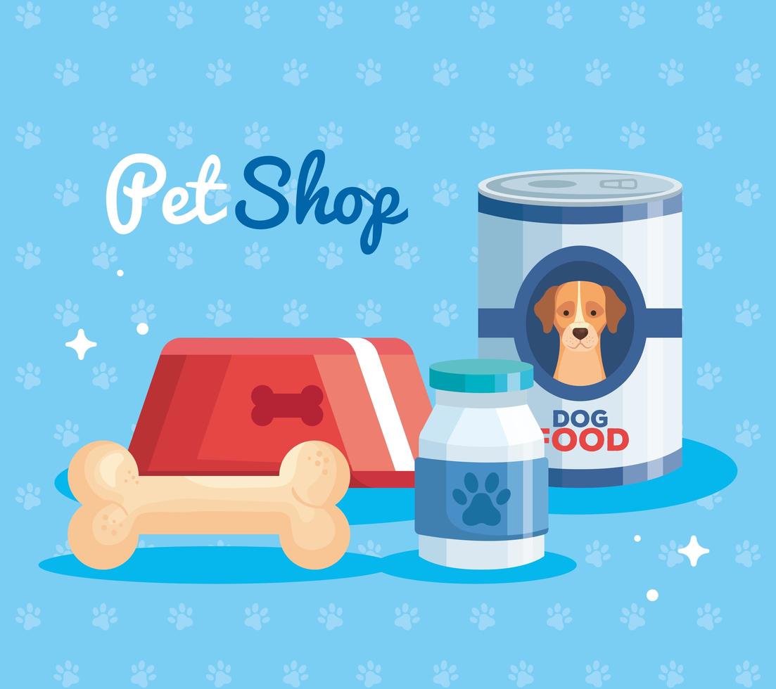 pet shop with set icons for dog animal vector