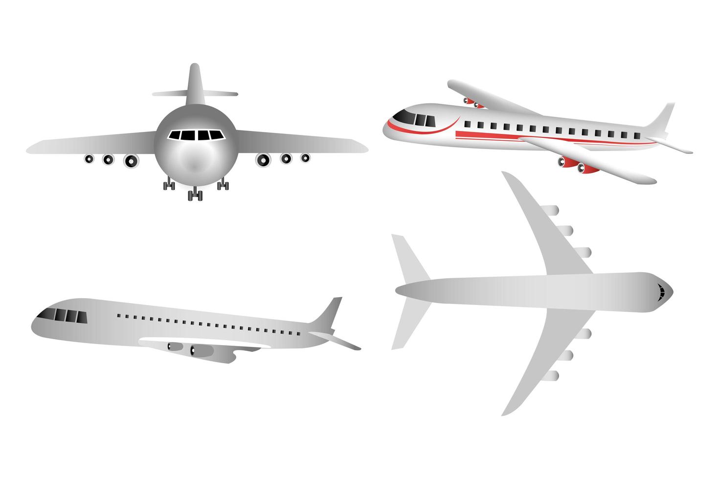 conjunto de aviones volando iconos vector