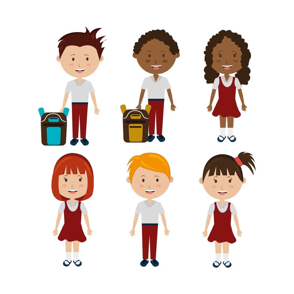 group of little students characters vector