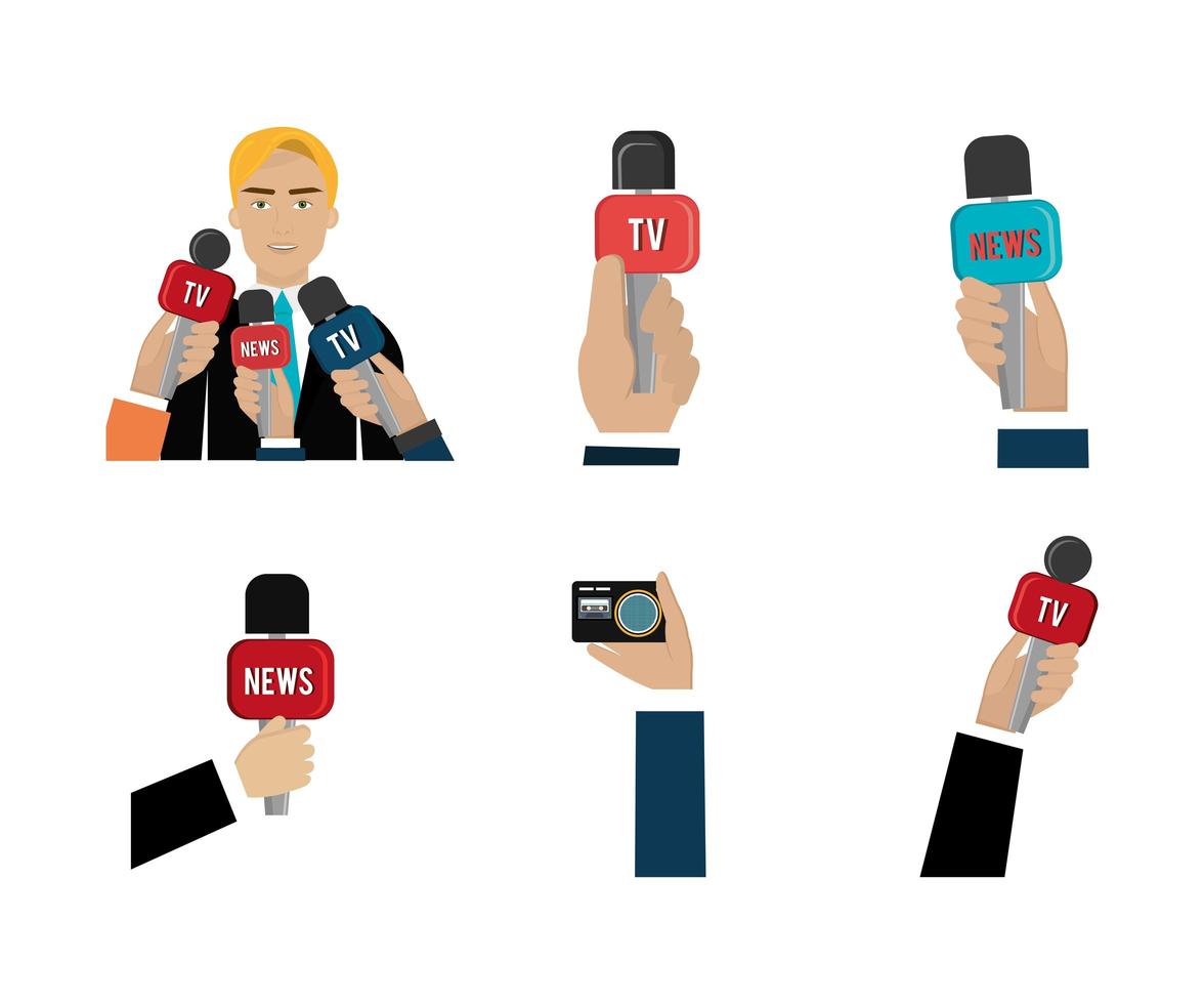 set of news information icons vector