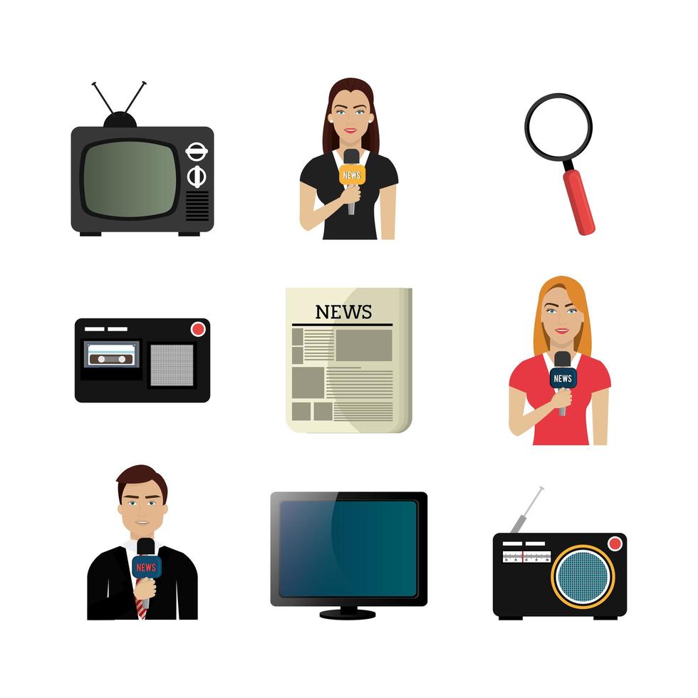 set of news information icons vector