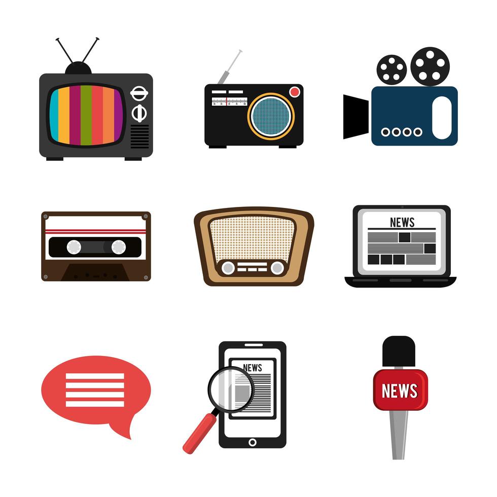 set of news information icons vector