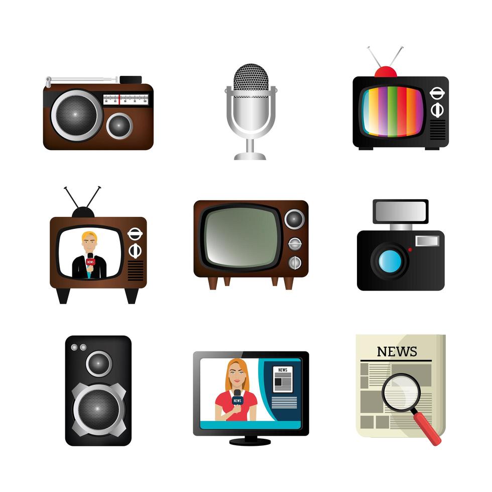 set of news information icons vector