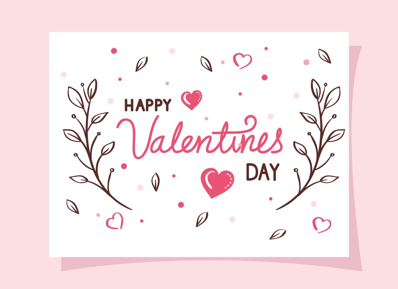 happy valentines day cards with branches and hearts vector