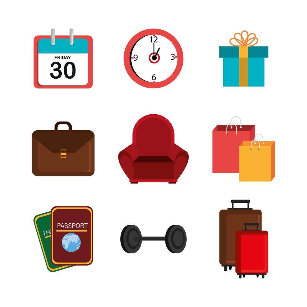 bundle of gift box and set icons vector